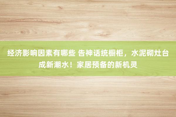 经济影响因素有哪些 告神话统橱柜，水泥砌灶台成新潮水！家居预备的新机灵