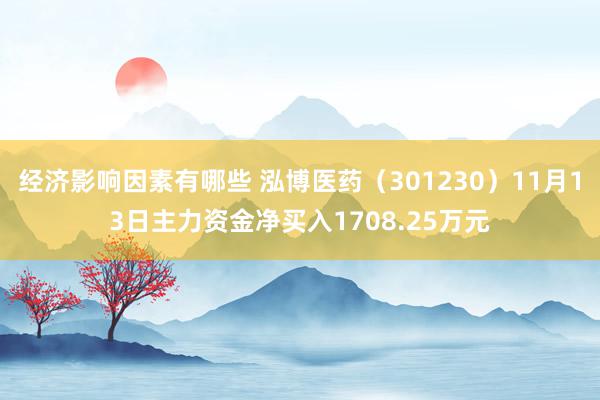 经济影响因素有哪些 泓博医药（301230）11月13日主力资金净买入1708.25万元