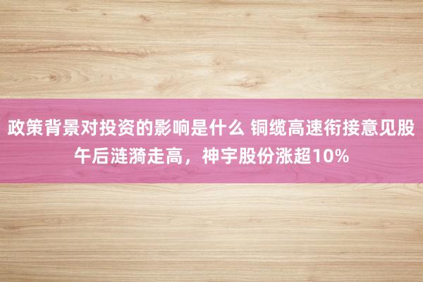 政策背景对投资的影响是什么 铜缆高速衔接意见股午后涟漪走高，神宇股份涨超10%