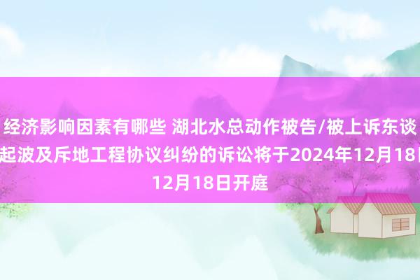 经济影响因素有哪些 湖北水总动作被告/被上诉东谈主的1起波及斥地工程协议纠纷的诉讼将于2024年12月18日开庭