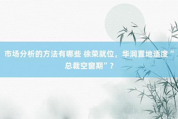 市场分析的方法有哪些 徐荣就位，华润置地适度“总裁空窗期”？