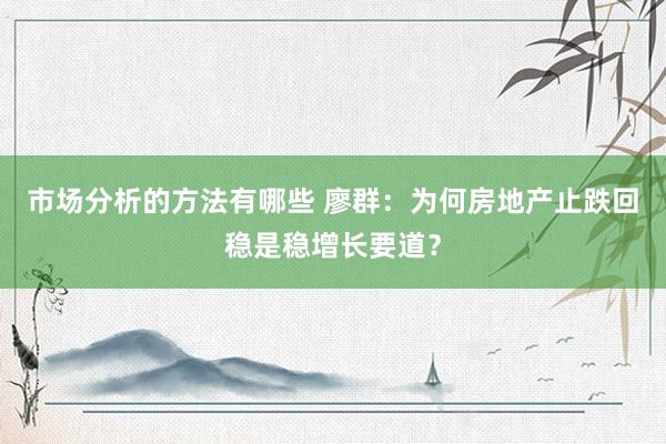 市场分析的方法有哪些 廖群：为何房地产止跌回稳是稳增长要道？