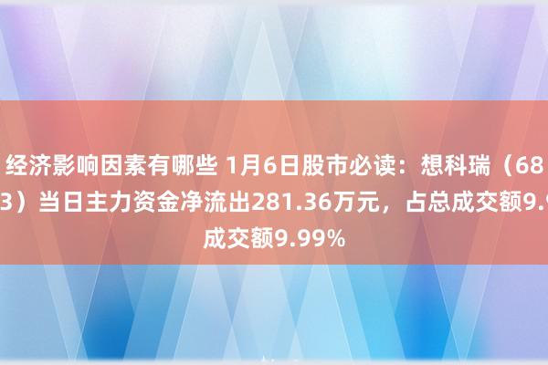 经济影响因素有哪些 1月6日股市必读：想科瑞（688053）当日主力资金净流出281.36万元，占总成交额9.99%