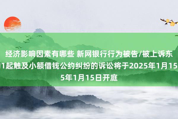 经济影响因素有哪些 新网银行行为被告/被上诉东谈主的1起触及小额借钱公约纠纷的诉讼将于2025年1月15日开庭