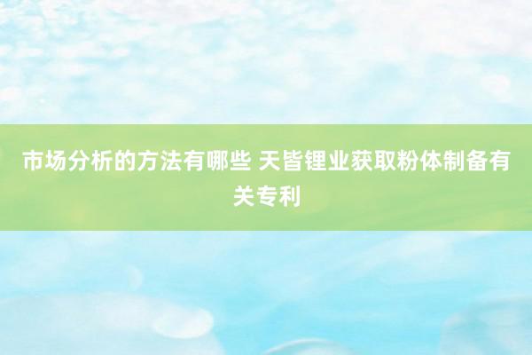 市场分析的方法有哪些 天皆锂业获取粉体制备有关专利