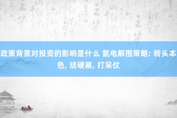 政策背景对投资的影响是什么 氢电解围策略: 转头本色, 结硬寨, 打呆仗