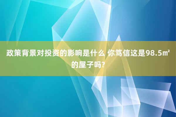 政策背景对投资的影响是什么 你笃信这是98.5㎡的屋子吗?