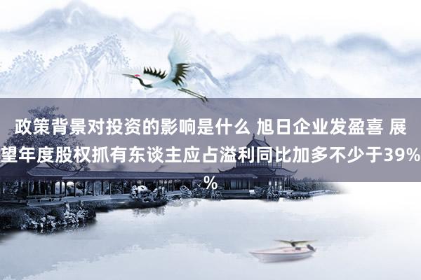 政策背景对投资的影响是什么 旭日企业发盈喜 展望年度股权抓有东谈主应占溢利同比加多不少于39%