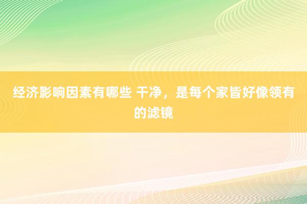 经济影响因素有哪些 干净，是每个家皆好像领有的滤镜